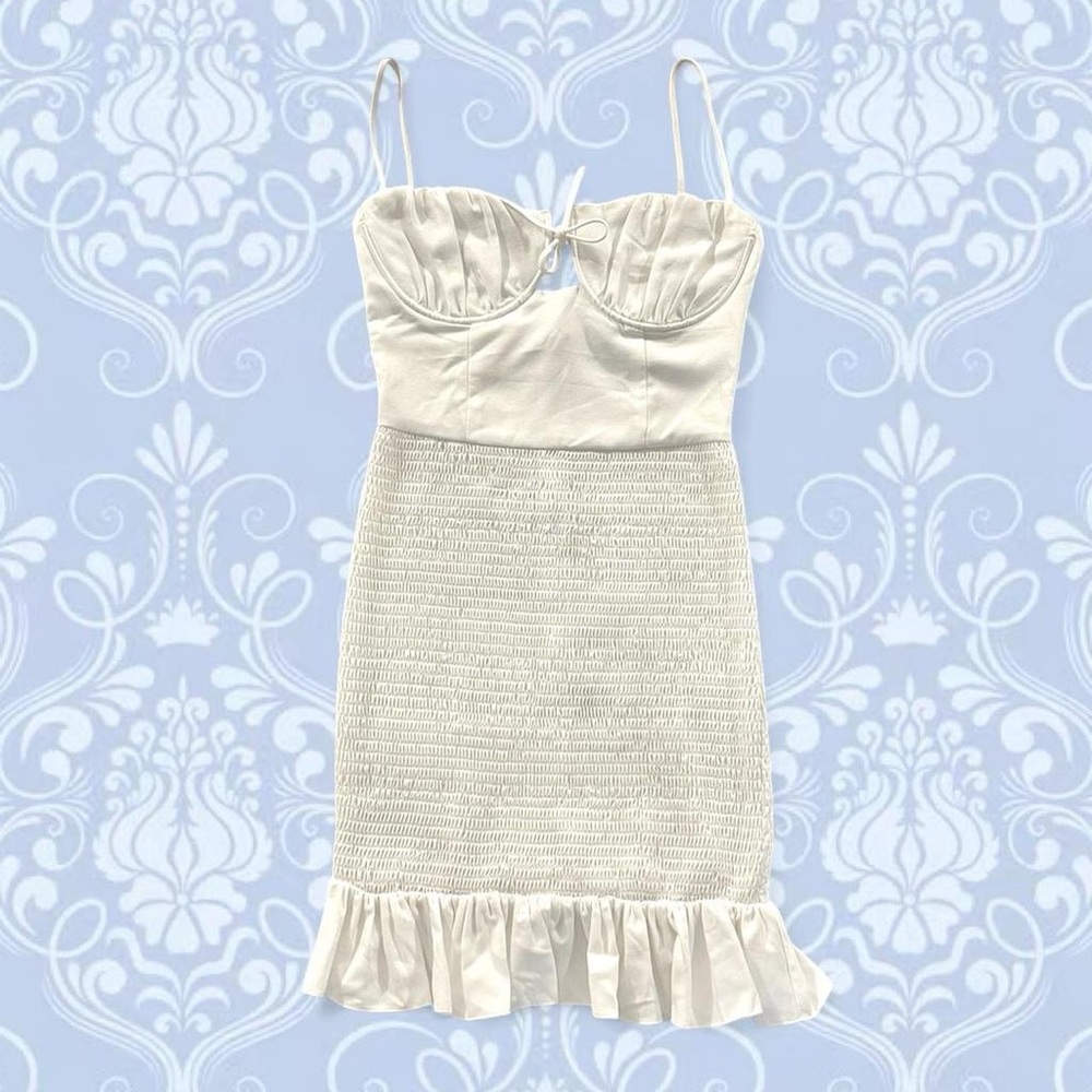 Tiger Mist Cream Dress with Zipper Detail